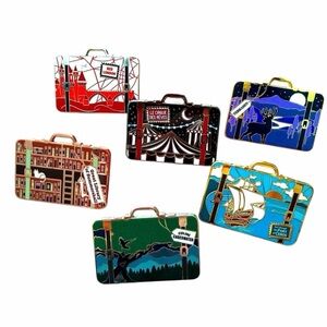 OwlCrate Series 1 Suitcase Enamel Pin Set Fantasy Bookish Rare BookTok